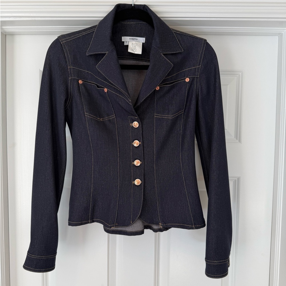 Vertigo Dark Blue Jean Jacket with Copper Buttons